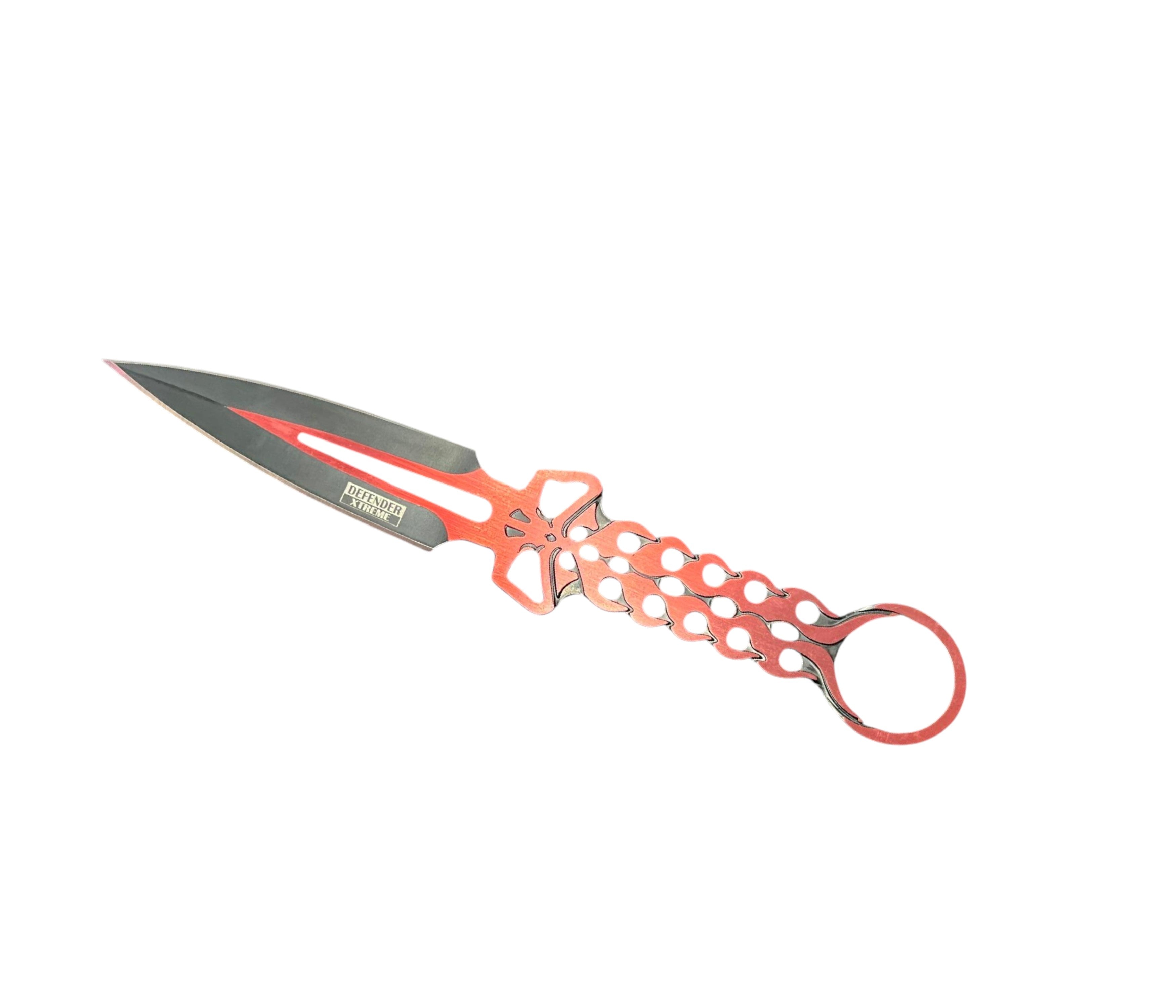 Decorative scissors with a red handle and black blades on a white background