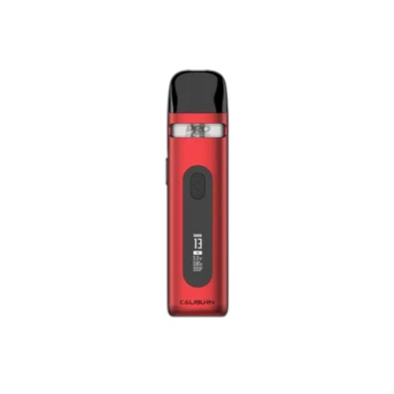 Red and black vape device on a white background