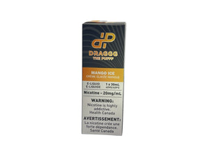 Draggo vape juice box with mango ice flavor on a white background