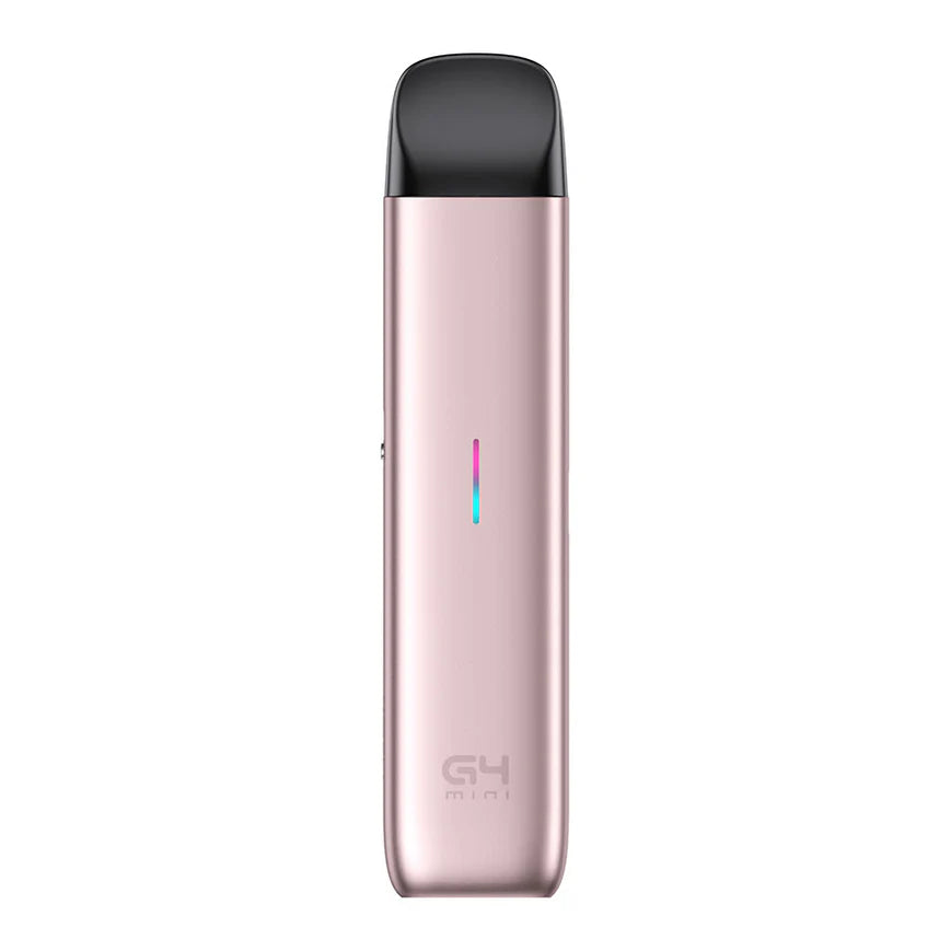 Pink vape device with a black top on a white background