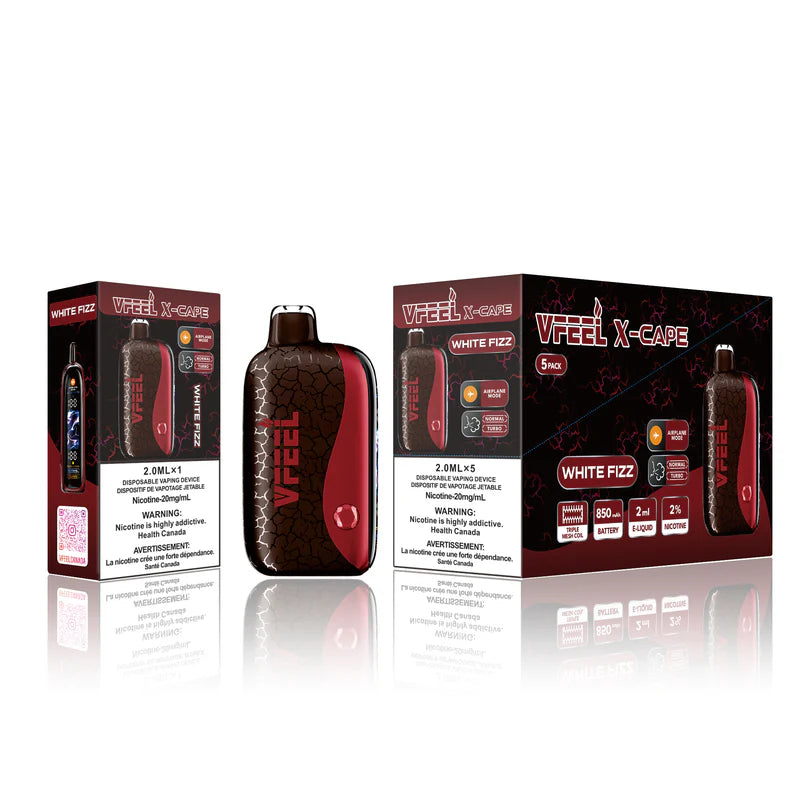 Vfeel X-Cape vape device and packaging on a white background