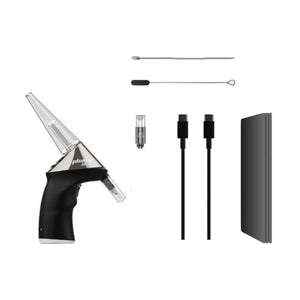 Collection of vaping device components on a white background