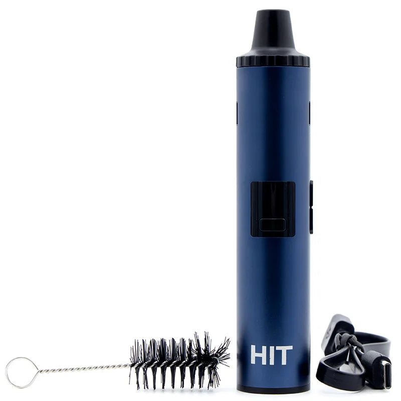 Blue electronic device with attachments on a white background