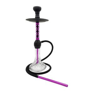 Purple and black hookah with clear base on white background