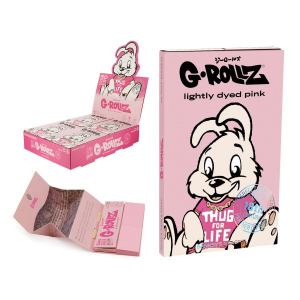 G-Rollz Banksy's Graffiti "Thug for Life" Pink 11/4 Rolling Paper + Tips+Tray